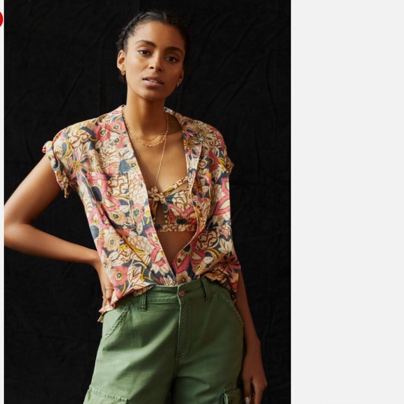 Anthropologie printed voile surf shirt - Picture 1 of 5